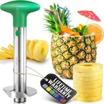 Zulay Kitchen Pineapple Corer and Slicer Tool - Stainless Steel Pineapple Cutter for Easy Core Removal & Slicing - Super Fast Pineapple Slicer and Corer Tool Saves you Time (Dark Green)