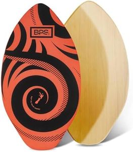 BPS ‘Koru’ 30" Skimboards with Colored EVA Grip Pad and High Gloss Clear Coat | Wooden Skim Board with Grip Pad for Kids and Adults | Orange with Black Accent