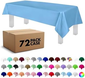Grandipity Sky Blue 72 Pack Premium Disposable Plastic Tablecloth 54 Inch. x 108 Inch. Decorative Rectangle Table Cover