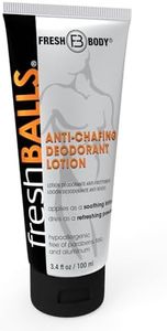 FRESH BODY Fresh Balls Lotion, 3.4 fl oz - Men's Anti-Chafing Soothing Cream to Powder - Ball Deodorant and Hygiene for Groin Area