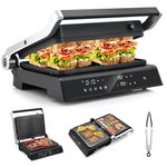Giantex Panini Press Sandwich Maker, 3-in-1 Electric Indoor Grill, 2 Removable & Dishwasher Safe Non-Stick Plates, Drip Tray, 5 Auto Modes, Upper & Lower Independent Temperature Control, 4 H Timer