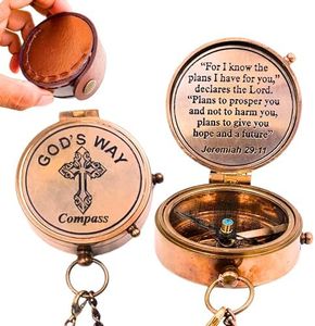 God's Way Compass - Baptism Gifts for Boys, Christian Gifts for Men, Catholic Gifts, Gifts for Teen Boys, Graduation Gifts, Inspirational Gifts for Woman, Sentimental Gifts (for I Know The Plans)