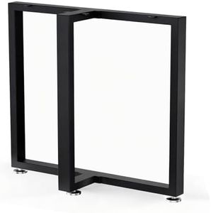SNYXXOZ Table Legs 28”H x 35”W Heavy Duty Metal Furniture Legs T Shape for Dining Table Kitchen Table Office Desk Table Base Replacement with Adjustable Feet Pads Screws 1000 LBS Load Black Set of 2