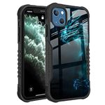 FJyuanqi Compatible with iPhone 13, 14 Case for Men Boys, Cool Blue Dragon Design Heavy Duty Anti Slip Shockproof Hard PC Back Soft TPU Prevention Protective Case for iPhone 13, 14