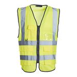 Blackrock Yellow Premium Hi Vis Vest With Pockets, ID Pouch & Key Loop, Mens Womens Reflective High Vis Vests with Pockets & Secure Zip, Safety Vest Security Clothing, Fully EN Certified - Size Large