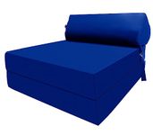 Fold Out Guest Bed Single Chair Z Bed Comfortable Futon Bed Sofa Ergonomically Designed for Adult and Kids folding mattress (Dark Blue)