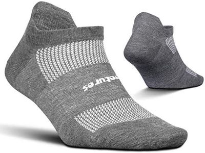 Feetures High Performance Ultra Light Ankle Sock - No Show Socks for Women & Men with Heel Tab - Heather Gray, Medium - (1 Pair)