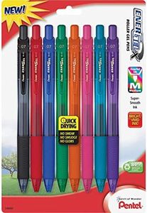 Pentel EnerGel-X Colors Retractable Liquid Gel Pen, 0.7mm, Metal Tip, Assorted Ink, 8 Pack (BL107CRBP8M)