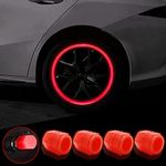 VINSH ENTERPRISE Car/Bike Wheel Tire Rim Air Valve Cap Radium Tyre Air Caps Cover Glow Radium Light Resistant Tire Pressure Caps, Universal for Car, Truck, Motorcycles, Bike (4pcs, Red)