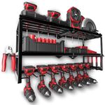 Power Tool Organizer, 7 Drill Holder for Tool Organizer, Storage and Organization for Garage, Heavy Duty Metal Cordless Tool Organizer with Screwdriver/Plier/Hammer Holder, Christmas for Man