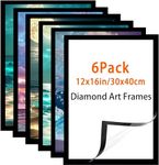 Diamond Painting Frames 28x38 cm Suitable for 10x14inch Picture, Diamond Art Frame 12x16 Inch - Magnetic Self-Adhesive,Suitabble Diamond Painting Kits Frames for Wall Window Door - 6 Pack (Black)