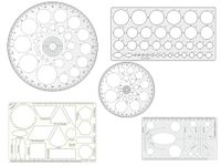 TWIN SEVEN® Circle Master, Pro Circle Big (25 Circles) & Small (16 Circles), Hyperbola- Parabola Template, Geometry Template, Drafting Scale Ruler (Set of 5)