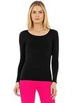 Thermajane Thermal Shirts for Women Scoop Neck Long Sleeve Winter Tops Thermal Undershirt for Women (Black, Small)