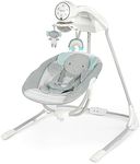 Ingenuity InLighten 5-Speed Baby Swing - Swivel Infant Seat, 5 Point Safety Harness, Nature Sounds, Lights - Van Elephant