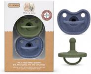 Mila & Lulu Round Shape Silicone Pacifiers (Set of 2); 0 Months and up; 100% Food-Grade Silicone; Ultra-Light Silicone Binkies Set; 1 Piece Design (Olive/Ocean)