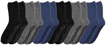 Silverts Men’s and Women’s Diabetic Gripper Non Skid Hospital Slipper Socks for Seniors - Adaptive Clothing Gift for Elderly - Soft Warm Fuzzy Grip Slip Resistant- 6-Pack - Unisex Pack X-Large