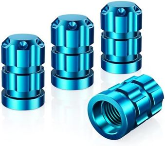 QUARKACE Tire Valve Stem Caps, Blue Tire Caps 4 Pack, Fade Resistant Aluminum Tire Valve Cap Set, Universal Valve Stem Covers for Cars Trucks Motorcycles SUVs Bikes