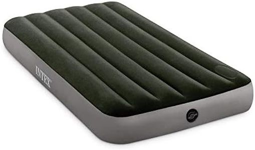 Intex 64762E Dura-Beam Standard Downy Air Mattress: Fiber-Tech – Full Size – Built-in Foot Pump – 10in Bed Height – 600lb Weight Capacity