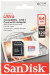 SanDisk Ultra 64GB microSDXC Memory Card + SD Adapter with A1 App Performance Up to 120MB/s, Class 10, UHS-I