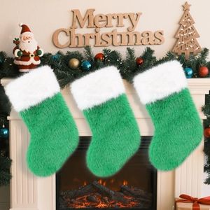 HAOAN 3 PCS Faux Fur Christmas Stockings Hanging Decorations Candy Gift Bags for Fireplace Decor Xmas Ornaments