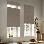 MoDanCeQ Top Down Bottom Up Roman Shades for Windows, Blackout Cordless Roman Blinds, Easy to Install Thermal Insulated Window Blinds for Room, Office, Sandy Brown, Custom Size