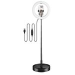 AW 10 inch LED Ring Light 1S Fold&Stretch 5800K Dimmable with USB Plug Phone Holder for Shooting Selfie Makeup Livestream