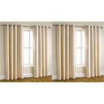 Homefab India Pack of 4 Royal Silky Cream Long Door Curtains with Stainless Steel Eyelets - 8 feet