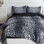 A Nice Night Leopard Printed，Satin Silky Soft Quilt Sexy Luxury Super Soft Microfiber Comforter Quilt Bedding Comforter Set Full/Queen, Light Weighted (Silver, King(88-by-102-inches))