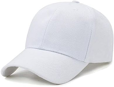 Folmywy Men White Hat Baseball Cap Adjustable Casual Snapback Rugged Breathable Dome Buckle Closure Sports Fishing Premium Sun Dad Hats One Size