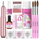 Saviland Acrylic Nail Kits Full Set for Beginners: Pink/White/Clear Colour Acrylic Powder Acrylic Liquid Nail Brush Electric Nail Drill Nail Bond Primer Top Gels Acrylic Gel Nail Kit Women Gift Sets