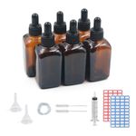 Glass Dropper Bottles 50ml,6 Pack Amber Glass Bottle with Dropper Pipettes for Essential Oils DIY Beauty Massage Perfumery Aromatherapy Laboratory (50ml)