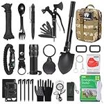 Tacsnake Multi-Purpose Emergency Survival Kit, Multi-Tools Survival Gear and Equipment with Molle Pouch, Gifts for Dad Men Camping Hiking Outdoor Emergency (Camo(22))