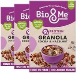 Bio&Me: Cocoa Hazelnut Granola 3- Pack (3 x 360g) / High in protein and Fibre, Gut-Loving, Vegan, No Added Sugar