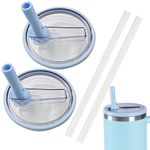 NEERIX 2 Pack 40 OZ Tumbler Lids Replacement Cup Flip Straw Tumbler Lid,Clear Replacement Lids Fit for Stanley Travel Tumbler, Spill Proof Tumbler Covers for Stanley Cup Accessories（light blue）