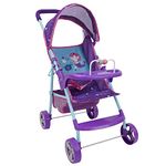 509 Doll Travel Stroller - Easy Fold Baby Doll Stroller with Cup Holder, Retractable Canopy, Front Tray Toy Bar and Toy Storage Basket - for Dolls Up to 18'' (Mermaid Purple)