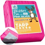 STARPYNG-7 Mil Pink/Silver 20x25 Feet Tarp-Multifunctional Waterproof Tarpaulin-Waterproof, UV Resistant, Rip and Tear Resistant, Poly Tarpaulin with Reinforced Edges for Cover