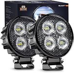 Nilight 2PCS 3Inch Led Pods Round 1500LM Built-in EMC Work Light 90° Flood Beam Angle for Offroad Lights Side Light Rear Back-Up Light for Tractor Truck Motorcycle Boat ATV UTV