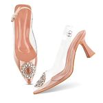 FROH FEET Casual Transparent Fancy & Stylish Spool Heel Sandals, Solid Comfortable Sole For Womens & Girls