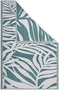 JEMIDI Tappeto Esterno Terrazzo 120x180 cm - Tappeti Esterni Giardino Grandi - Arredamento Salotto Moderno - Lavabile Pelo Corto Verde Acqua Tropical