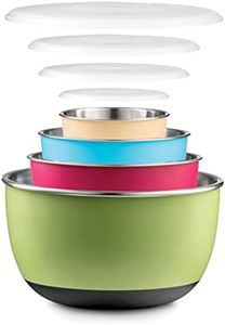 Double Wall Stainless Steel Mixing Bowls with Airtight Lids (Set of 4) Nesting Bowls for Space Saving Storage - Non-Slip Bottoms for Stability - Mixing Bowl Set For Cooking, Baking & Food Storage.