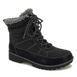 JBU Womens Alaska Waterproof Winter Lace Up Casual Boots Mid Calf Low Heel 1-2" - Black, Black, 10