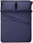 CCWB Fitted Bedsheet (360° Fully Elastic Band) with Pillow Cover| 600 TC Thread Count Softest Long Staple 100% Cotton Luxurious Comfort (Navy Blue, Queen)