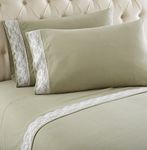 Thermee Micro Flannel Lace Edged Sheet Set, King, Sage