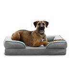 Brindle Orthopedic Dog Bed for Large Dogs - Waterproof Dog Sofa Bed Large, Supportive Memory Foam Pet Couch Bed with Removable Washable Cover, Water Resistant Cover, Nonskid Bottom, Dove Gray