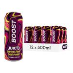 Boost Juic'd Energy Drink Tropical Fruit Sour Punch, 500ml x 12 pack, Vegan Friendly Great Tasting Energy Boost, Low Calorie Carbonated Drink with Added B Vitamins, Taurine, Real Juice & Caffeine