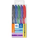 Pilot Frixion Heat/Friction Erasable Rollerball Pen FR7 - Medium Line 0.7mm Tip Nib - Essential Wallet Pack of 5 - Black, Blue, Red, Green & Violet