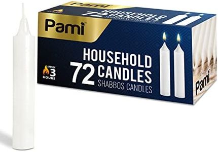 PAMI Traditional Shabbat Candle Sticks [72-Pack] - Unscented Taper Candles with 3 Hours Burning Time- Paraffin Shabbos Candles with Beautiful Flame- Tall Dinner Candles for Candlestick Holders