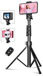 CIRYCASE 55.9" Phone Tripod, Extendable All-In-One Selfie Stick Tripod Stand with Bluetooth Remote & Universal Phone Holder Compatible with iPhone, Galaxy, Camera, Perfect for Selfies/Video Recording