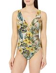 ATHENA Women's RSC Shirred Maillot One Piece Swimsuit, Multi Color, 14