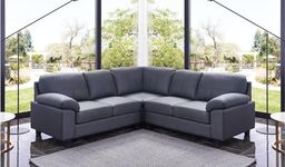 SC Furniture Ltd Cream, Dark Grey or Black High Grade Genuine Leather Corner Sofa + USB Ports BOSTON 2 Seater/Corner / 2 Seater BOSTON (Dark Grey)